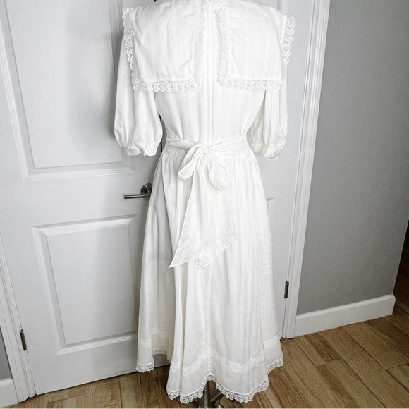 Vintage Gunne Sax Jessica McClintock Boho White Lace Dress Size 13 fits medium - Picture 3 of 11